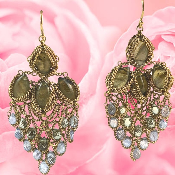 SOLD -Anthony Nak 18k Labradorite & Aquamarine Earrings - Picture 7 of 7